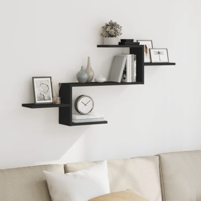 vidaXL Raft de perete, negru, 104x15x49 cm, lemn prelucrat 853201 foto
