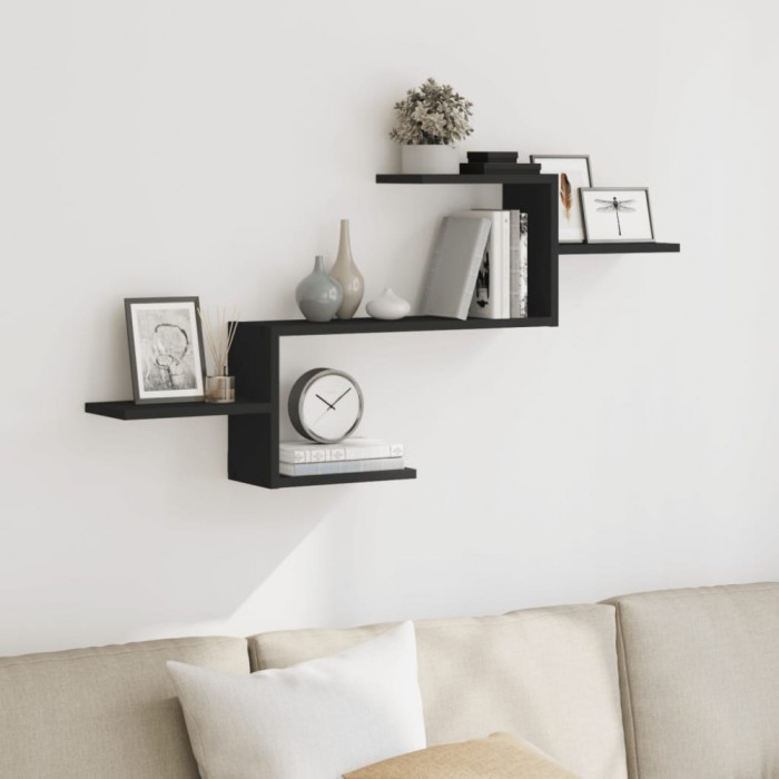 vidaXL Raft de perete, negru, 104x15x49 cm, lemn prelucrat 853201