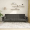 Canapea Extensibila 2 Locuri vidaXL Gri Inchis Catifea + 2 Perne, 220x84.5x69 cm, Cadru Lemn, Multifunctionala
