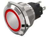 Comutator anti-vandalism, SPDT, &Oslash;22 mm, LED roșu, IP67/IP65