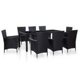 VidaXL Set mobilier de exterior, 9 piese, negru, poliratan 45976