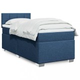 VidaXL Pat box spring cu saltea, albastru, 80x200 cm, textil