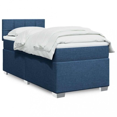 vidaXL Pat box spring cu saltea, albastru, 80x200 cm, textil 3288021 foto