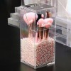 Suport Pensule Machiaj, Acrilic, Transparent, Capac, 9x9x21.5cm, Oem