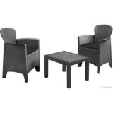 Set Grădină 2 Persoane Negru &ndash; Poliratan Akita