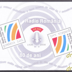 ROMANIA 2008 LP 1820 a 80 ani Radio Romania colita bloc de 2, MNH