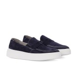 Mocasini bleumarin din piele intoarsa SK03