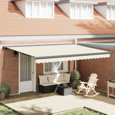 vidaXL Copertină retractabilă, crem, 4x3 m, textil și aluminiu
