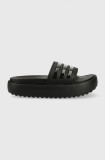 Adidas papuci Adilette femei, culoarea negru, cu platformă HQ6179