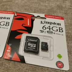 64GB Card Memorie microSD KINGSTON - clasa 10 - adaptorSD memory salvare stocare