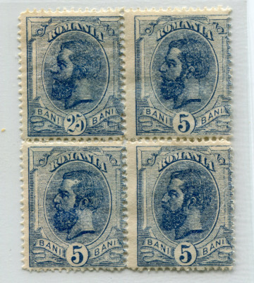 1893 - 1898 , Lp 51 h , Spic de grau 25 bani , eroarea de culoare in bloc de 4 foto