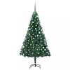 Brad Crăciun pre-iluminat cu set globuri, verde, 180 cm, PVC