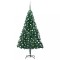 Brad Crăciun pre-iluminat cu set globuri, verde, 180 cm, PVC