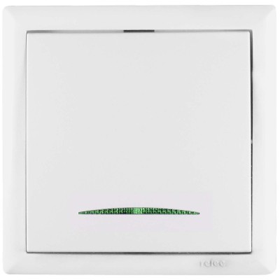 Intrerupator simplu cu indicator luminos Elegant IMBS STI E 45570, incastrat, rama inclusa, alb foto