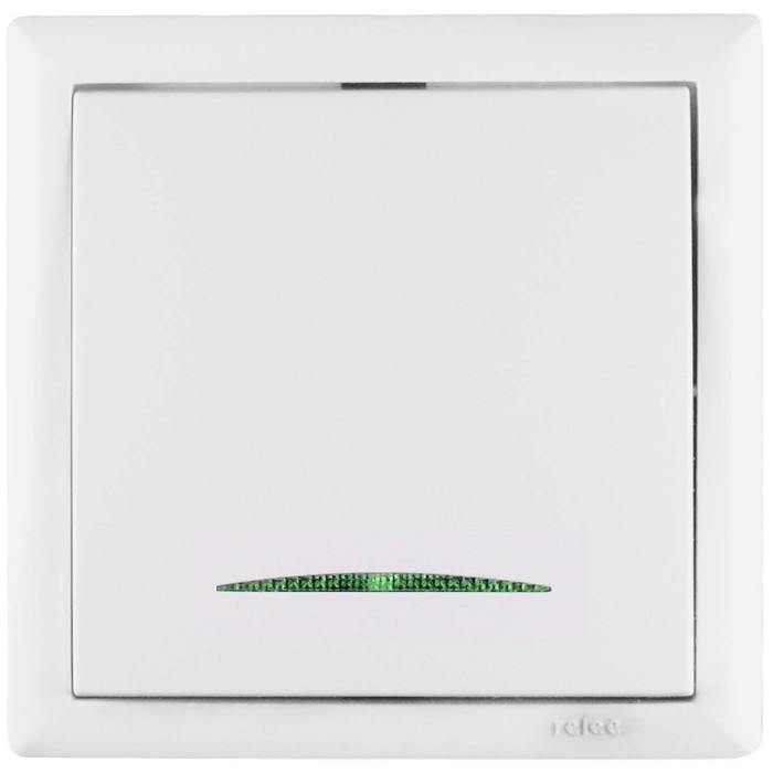Intrerupator simplu cu indicator luminos Elegant IMBS STI E 45570, incastrat, rama inclusa, alb