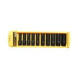 Set 10 chei tubulare de impact lungi 10-24mm, patrat 1/2 inch, material Cr-Mo, standard DIN 3121, industrial Crownman