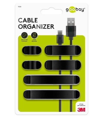 Cleme pentru gestionarea cablurilor Goobay set 6buc negru foto