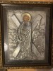 Icoana veche ortodoxa greceasca ferecatura de metal Sf. Andrei / Andreas