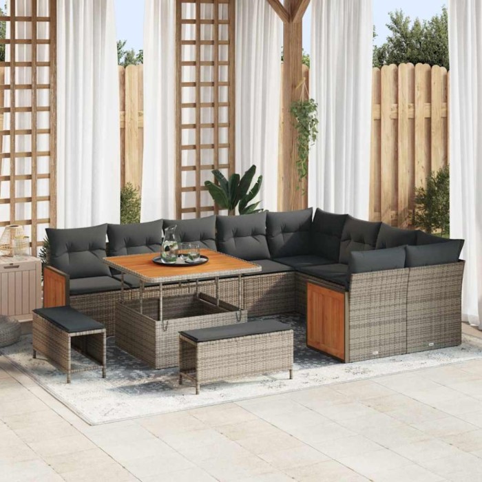 vidaXL Set de canapele pentru grădină 12 pcs Gri 100 x 100 x 71 cm 3363338