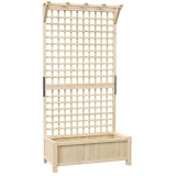 Outsunny Jardinieră &Icirc;nălțată cu Găuri de Drenaj, Ghiveci din Lemn cu Spalier pentru Plante Cățărătoare, Legume, Flori, Culoare Naturală | Aosom Romani