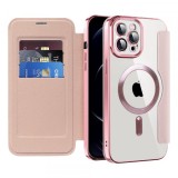 Husa MagSafe pentru Apple iPhone 12 Pro Max, Techsuit, SmartMag Book, Roz