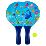 Cumpara ieftin Set palete tenis pentru plaja,vietati marine,lemn,32x18 cm, Oem