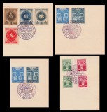 1952 Romania - 4 Suveniruri filatelice cu stampila speciala de la Campionatele Nationale de Hipism SIBIU