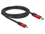 Cablu USB A la USB C aurit 2m negru DELOCK 80618 24AWG 28AWG metal