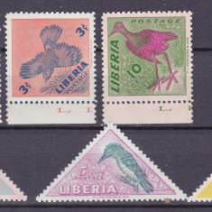 Liberia 1953 fauna pasari MI 450-55 MNH