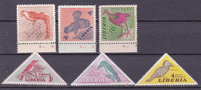 Liberia 1953 fauna pasari MI 450-55 MNH foto