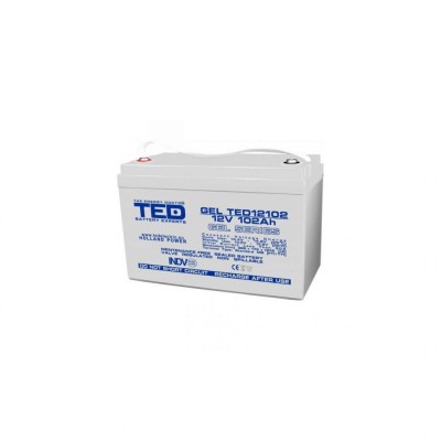 Acumulator AGM VRLA 12V 102A GEL Deep Cycle 328mm x 172mm x h 214mm F12 M8 TED Battery Expert Holland TED003492 (1) foto