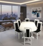 Set masa living SB Nork plus 6 scaune SB Tim alb negru