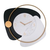 Ceas de perete GH61258, analog, forma asimetrica, metal, negru + alb, 50 x 4.5 cm