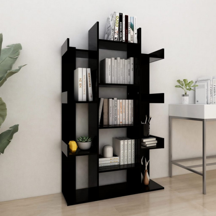 vidaXL Bibliotecă, negru, 86x25,5x140 cm, PAL