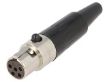 Mufă XLR mini mamă 5 pini cablu lipire 4A 0,5mm2 drept