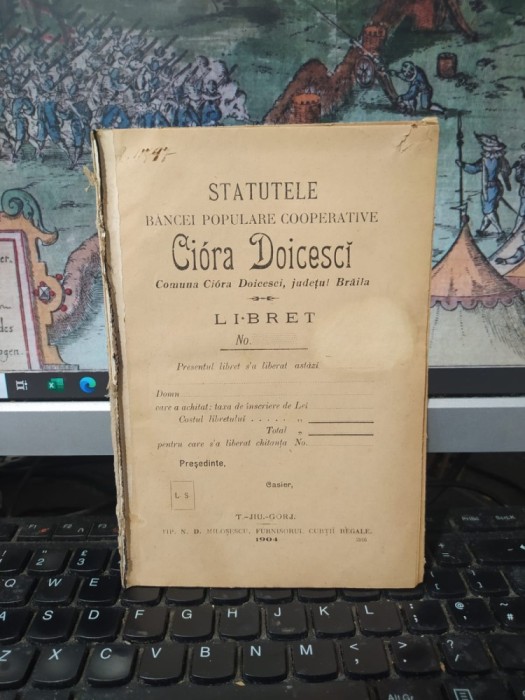 Statutele Băncei Populare cooperative Ciora Doicesci Cioara Doicești, com. Cioara Doicești, azi com. Bărăganul, T&acirc;rgu Jiu 1904, 193