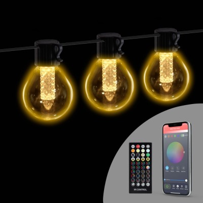 Șir de lumină inteligentă - 100-240V - 25 LED-uri alb cald - 15 m - bluetooth foto