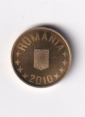 Romania 1 Ban 2010 - Din set de monetarie, Alinierea medalie &amp;uarr;&amp;uarr;, 16.75 mm KM-189 UNC !!! foto