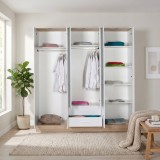 Dulap Haine Adore Base, 6 usi, 2 sertare, Alb, 206x224x52 cm