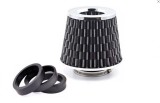 Filtru Aer Sport Universal Carbon 76mm, Conic, 3 Adaptoare 65/70/77mm, Admisie Directa, Benzina/Diesel