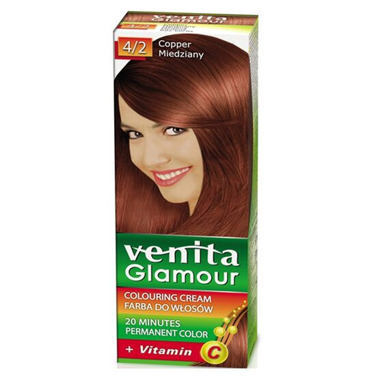 Vopsea de par, permanenta, Glamour, Venita, Nr. 4/2, Aramiu