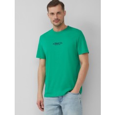 s.Oliver Tricou barbati cu imprimeu cu logo, din bumbac, Regular fit, Verde, S