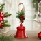Clopot decorativ pentru Brad Craciun, Flippy, Clopot din Metal cu Funda si Crenguta de Brad pentru Decoratiune de Craciun, 10 x 8 x 8 cm, Rosu