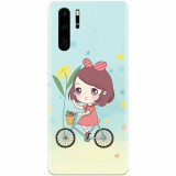 Husa silicon pentru Huawei P30 Pro, Girl And Bike