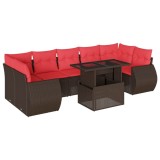 Cumpara ieftin Set canapele de gradina cu 8 piese si perne, poliratan maro