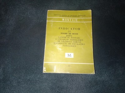 INDICATOR DE NORME DE DEVIZ PENTRU LUCRARI DE MONTARE A UTILAJELOR TEHNOLOGICE DE FOLOSINTA COMUNA AI CONDUCTE DIN INSTALATIILE TEHNOLOGICE 1981 foto