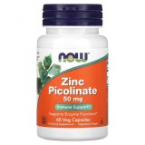 Now Zinc Picolinate 50 mg, 60 capsule vegetale, pentru crestere par barba si scalp, Now Foods