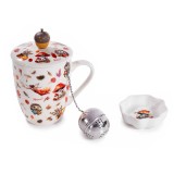 Set cana portelan, infuzor ceai, farfurioara in cutie cadou Forest &Oslash; 8 cm x 10,5 H, 350 ml