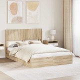vidaXL Cadru de pat cu depozitare și tăblie Stejar Sonoma 135 x 190 cm 3414391