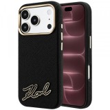 Husa MagSafe pentru Apple iPhone 18 Pro Max / 17 Pro Max, Karl Lagerfeld, Grained Resin Sign Logo, Neagra